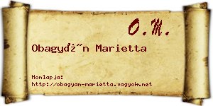Obagyán Marietta névjegykártya